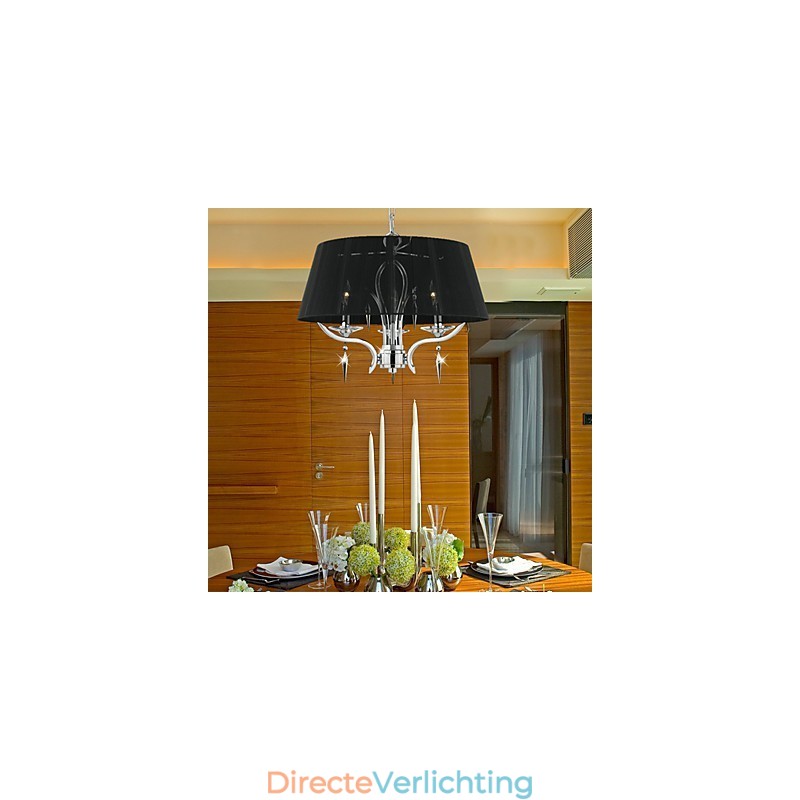 Elegante kristallen kroonluchter met 3 lampen in zwarte kap