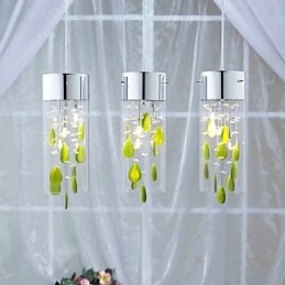 Artistieke kristallen hanglamp met groene decoraties G4-lampvoet