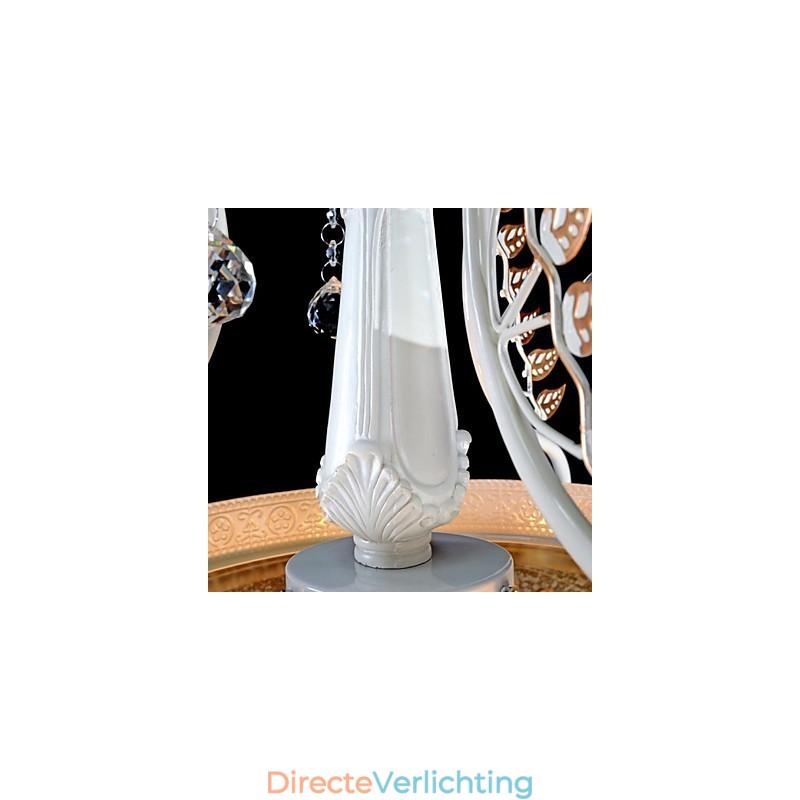 Witte hanglamp met twee lampen, patroon, glazen kap, handverguld, Europees retro klassiek