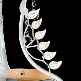 Witte hanglamp met twee lampen, patroon, glazen kap, handverguld, Europees retro klassiek
