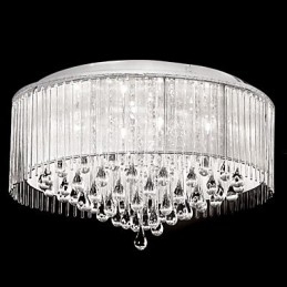Elegante kristallen hanglamp met 8 lampen in cilindervormige kap