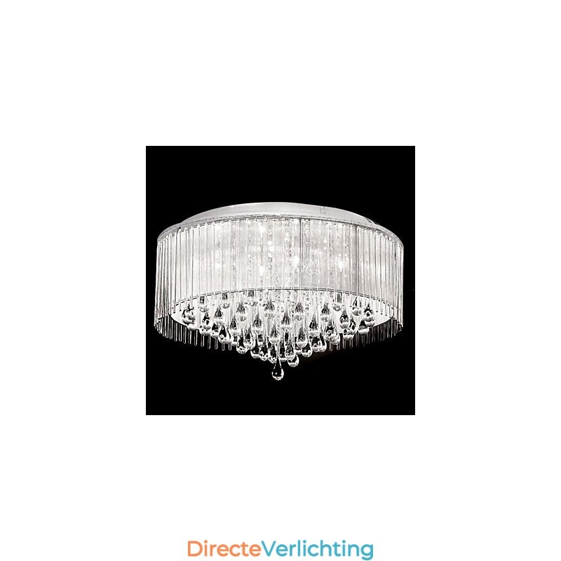 Elegante kristallen hanglamp met 8 lampen in cilindervormige kap