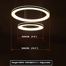 Acryl Hanglamp Ronde Kroonluchter Verlichting met 2 Ringen Lampen Armaturen