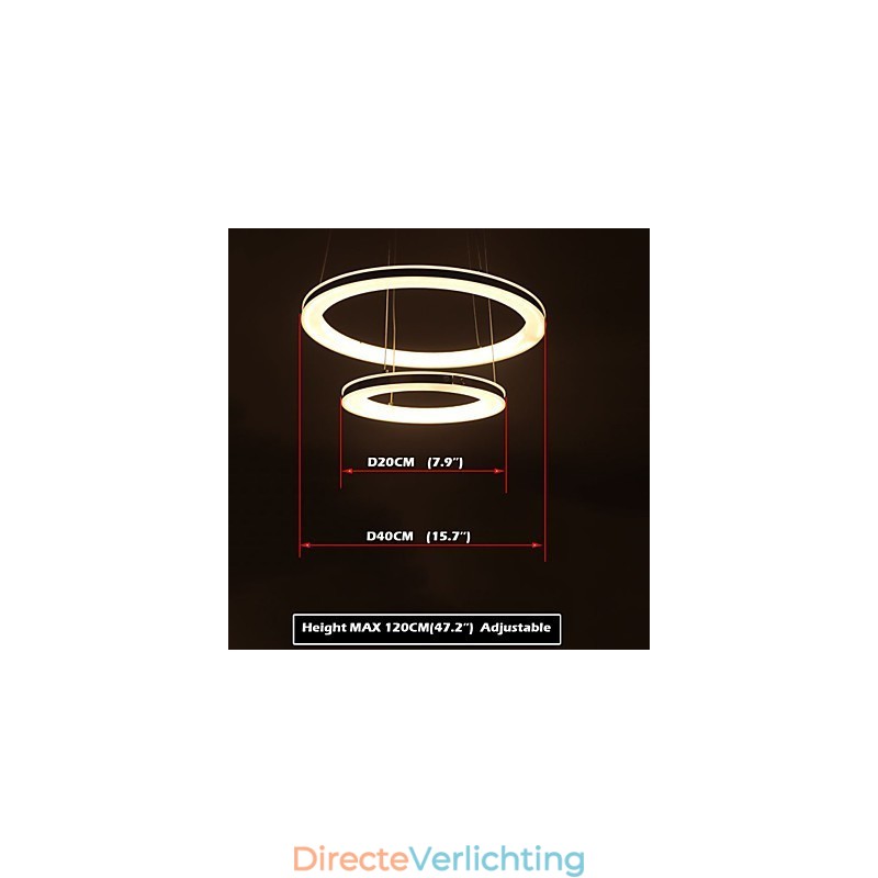 Acryl Hanglamp Ronde Kroonluchter Verlichting met 2 Ringen Lampen Armaturen
