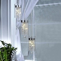Artistieke kristallen hanglamp met glazen kappen