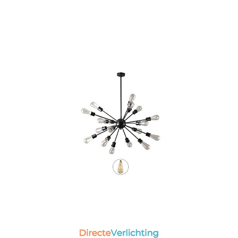 Moderne hanglamp met 20 lampen in radiale uitvoering