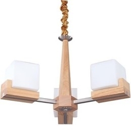 Eikenhouten hanglamp met drie lampen Eiken en glas