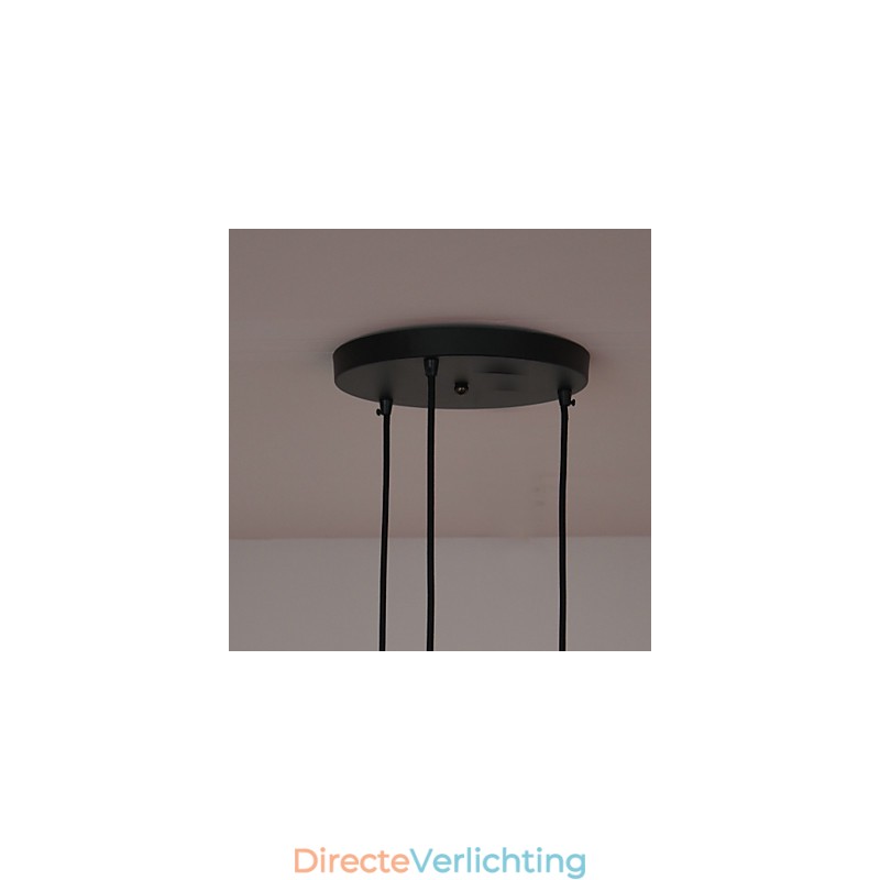 Vintage 3-lichts hanglamp in ijzeren kap