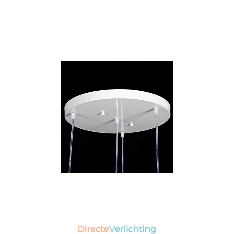 Witte hanglamp met vier lampen, patroon, glazen kap, handverguld, Europees retro klassiek