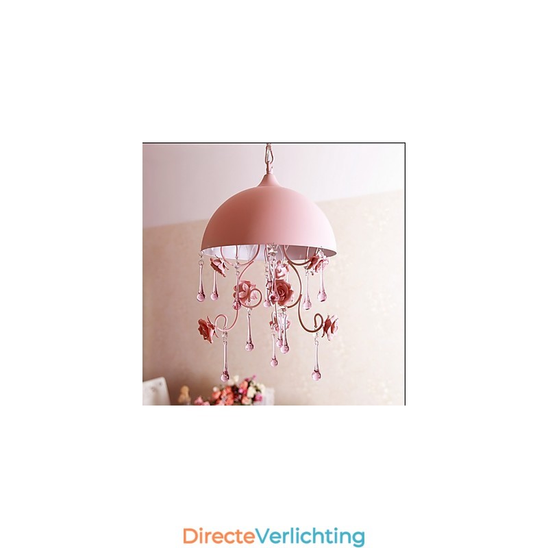 Een kleine roze rozentuin kroonluchterlamp Iron Princess