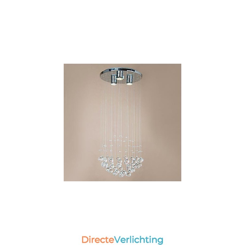 Moderne 3-lichts plafondlamp met kristallen kralen