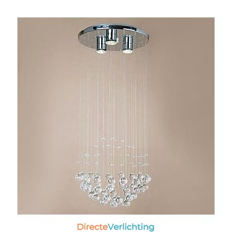 Moderne 3-lichts plafondlamp met kristallen kralen Moderne 3-lichts plafondlamp met kristallen kralen