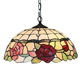 Hanglamp met 2 lampen in rozenpatroon kap