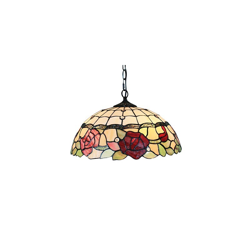 Hanglamp met 2 lampen in rozenpatroon kap