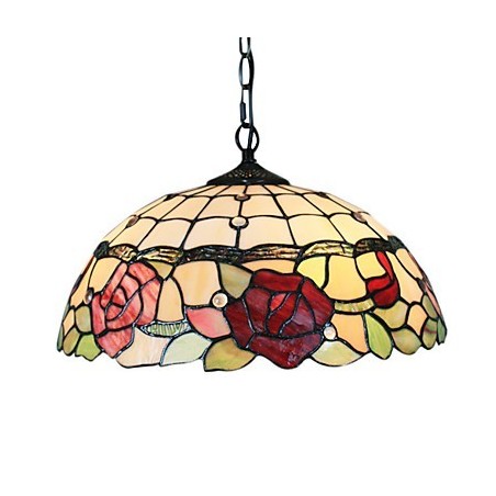 Hanglamp met 2 lampen in rozenpatroon kap Hanglamp met 2 lampen in rozenpatroon kap