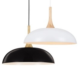 Mini Artistieke Hanglamp 1 Licht Moderne Eenvoud Zwart Witte Afwerking Aluminium & Houten Hanglamp