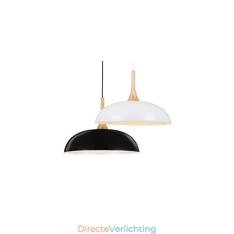 Mini Artistieke Hanglamp 1 Licht Moderne Eenvoud Zwart Witte Afwerking Aluminium & Houten Hanglamp