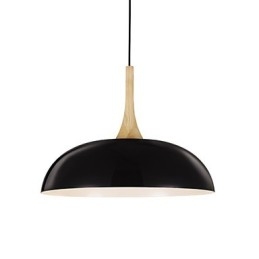 Mini Artistieke Hanglamp 1 Licht Moderne Eenvoud Zwart Witte Afwerking Aluminium & Houten Hanglamp