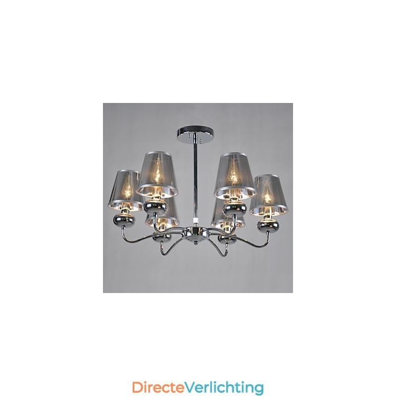 Vintage kroonluchter 6-lichts klassieke stoffen metalen schilderij