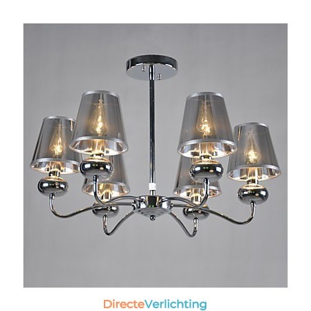 Vintage kroonluchter 6-lichts klassieke stoffen metalen schilderij