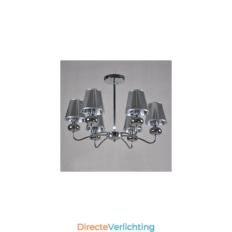 Vintage kroonluchter 6-lichts klassieke stoffen metalen schilderij