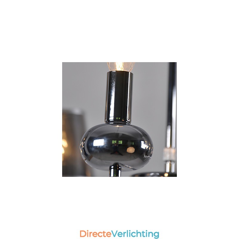 Vintage kroonluchter 6-lichts klassieke stoffen metalen schilderij