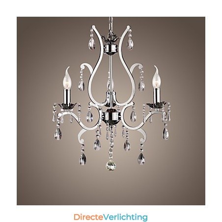 Kristallen kroonluchter met 3 lampen in metaal Kristallen kroonluchter met 3 lampen in metaal