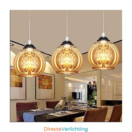 Glazen bol hanglamp drie Glazen bol hanglamp drie
