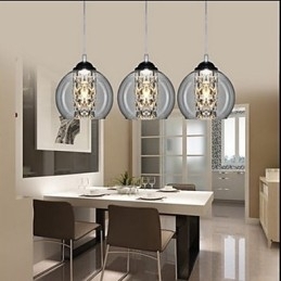 Glazen bol hanglamp drie