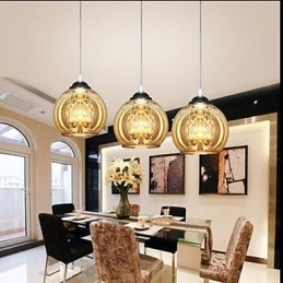 Glazen bol hanglamp drie