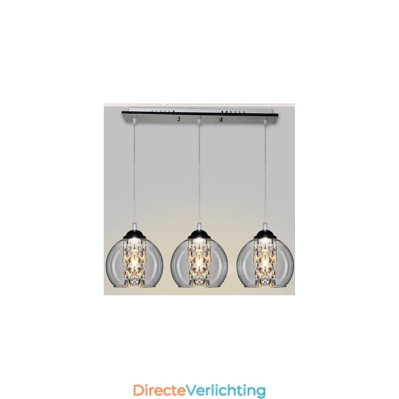 Glazen bol hanglamp drie