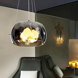Italiaanse stijl moderne schilderachtige 3-lichts hanglamp met zwarte transparante kap