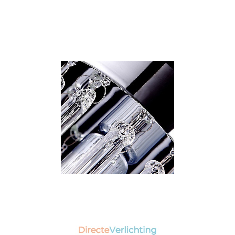 Moderne hanglamp met 3 lampen en glazen staaf