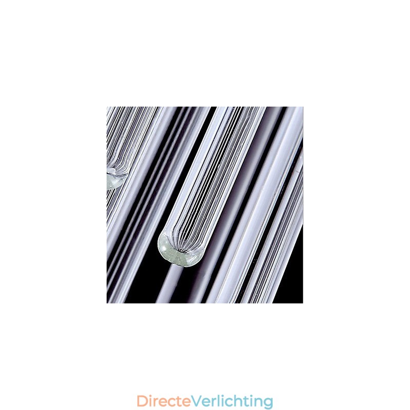 Moderne hanglamp met 3 lampen en glazen staaf