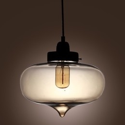 Transparante glazen hanglamp in bruin bubbeldesign