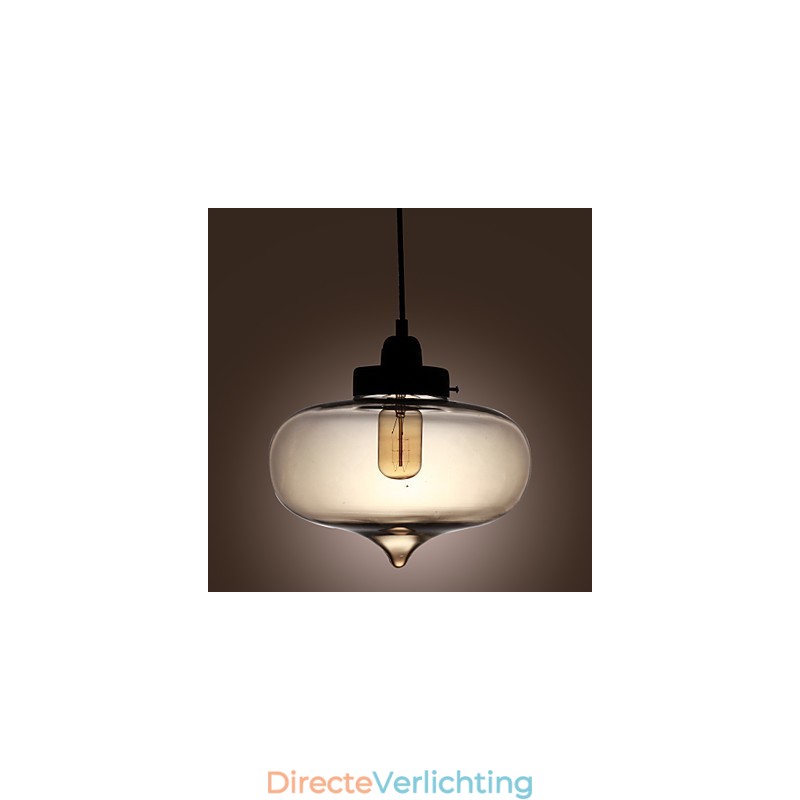 Transparante glazen hanglamp in bruin bubbeldesign