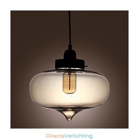 Transparante glazen hanglamp in bruin bubbeldesign Transparante glazen hanglamp in bruin bubbeldesign