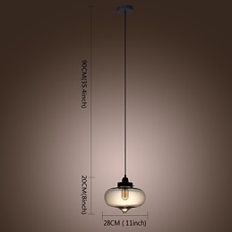 Transparante glazen hanglamp in bruin bubbeldesign