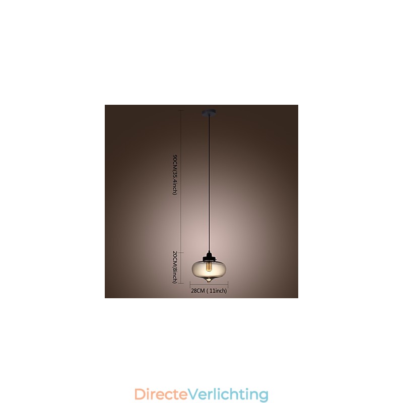 Transparante glazen hanglamp in bruin bubbeldesign