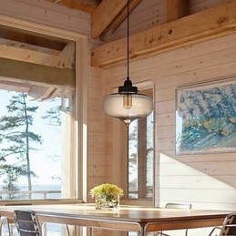 Transparante glazen hanglamp in bruin bubbeldesign