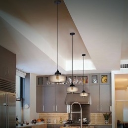 Transparante glazen hanglamp in bruin bubbeldesign