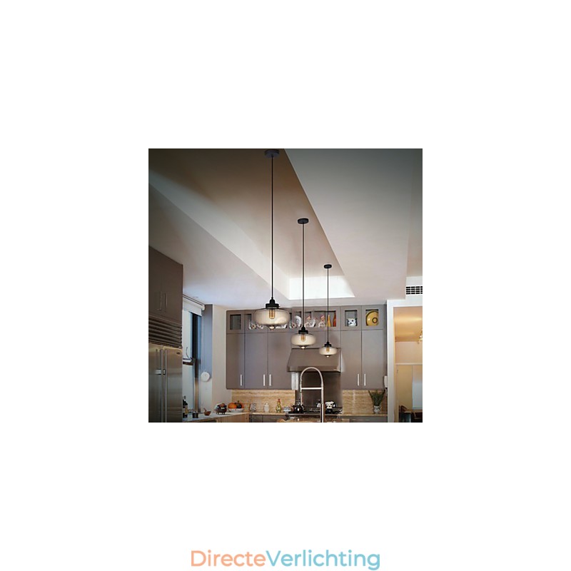 Transparante glazen hanglamp in bruin bubbeldesign