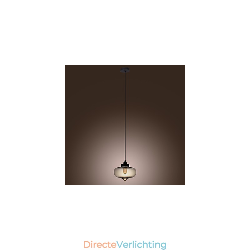 Transparante glazen hanglamp in bruin bubbeldesign