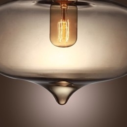 Transparante glazen hanglamp in bruin bubbeldesign