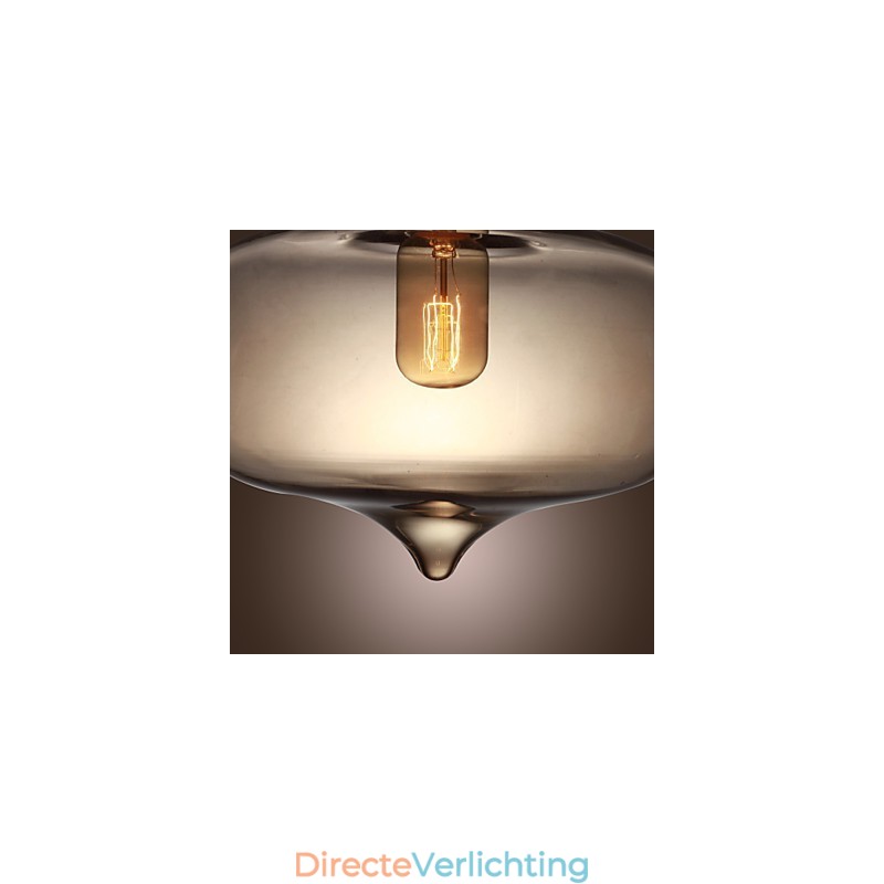 Transparante glazen hanglamp in bruin bubbeldesign