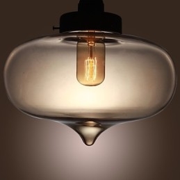Transparante glazen hanglamp in bruin bubbeldesign