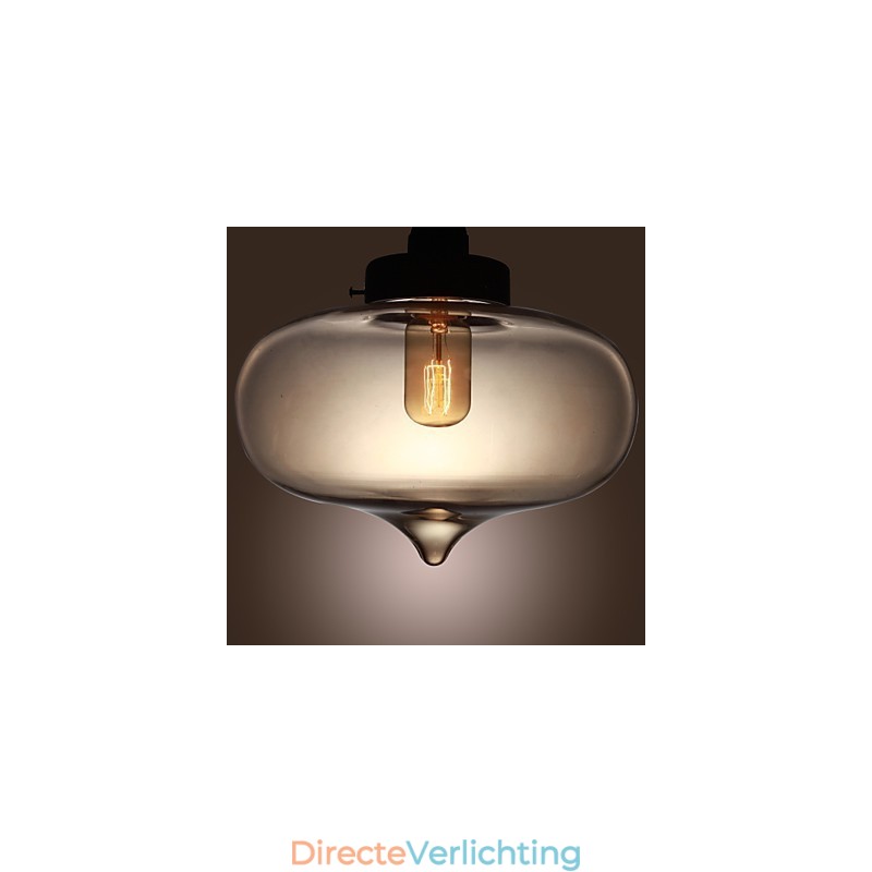 Transparante glazen hanglamp in bruin bubbeldesign
