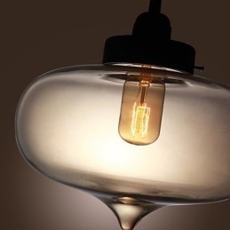 Transparante glazen hanglamp in bruin bubbeldesign
