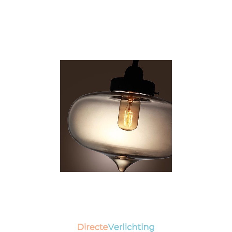 Transparante glazen hanglamp in bruin bubbeldesign