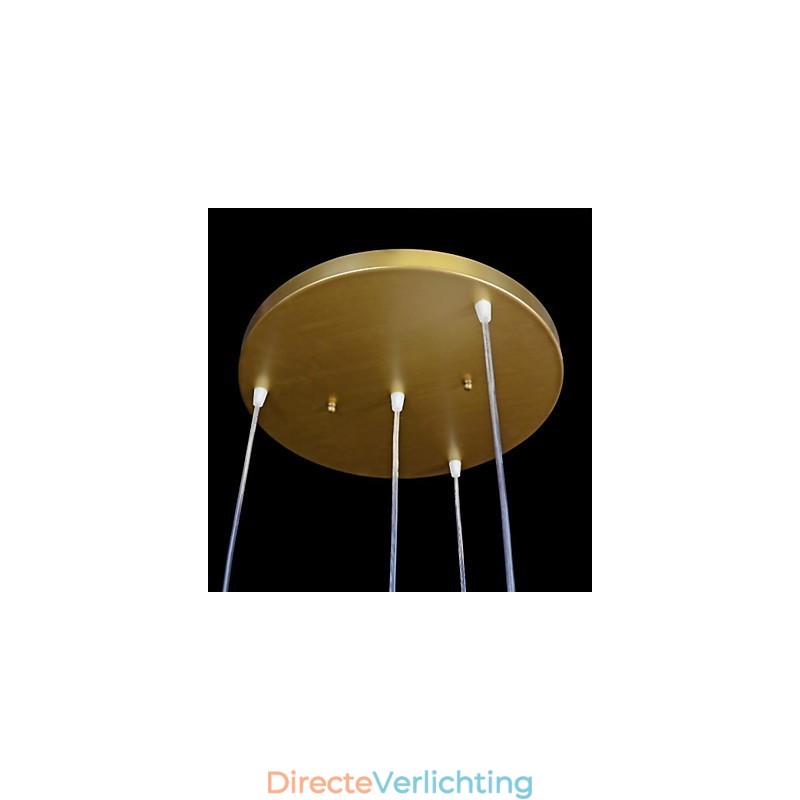 Bronzen hanglamp met vier lampen, patroon, glazen kap, Europees retro klassiek